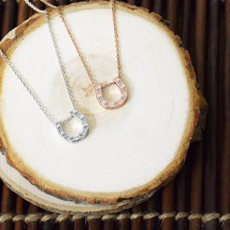 Skewed design necklaces-Make Your Own Luck - Dainty Horseshoe Necklace (Rose Gold or Silver)