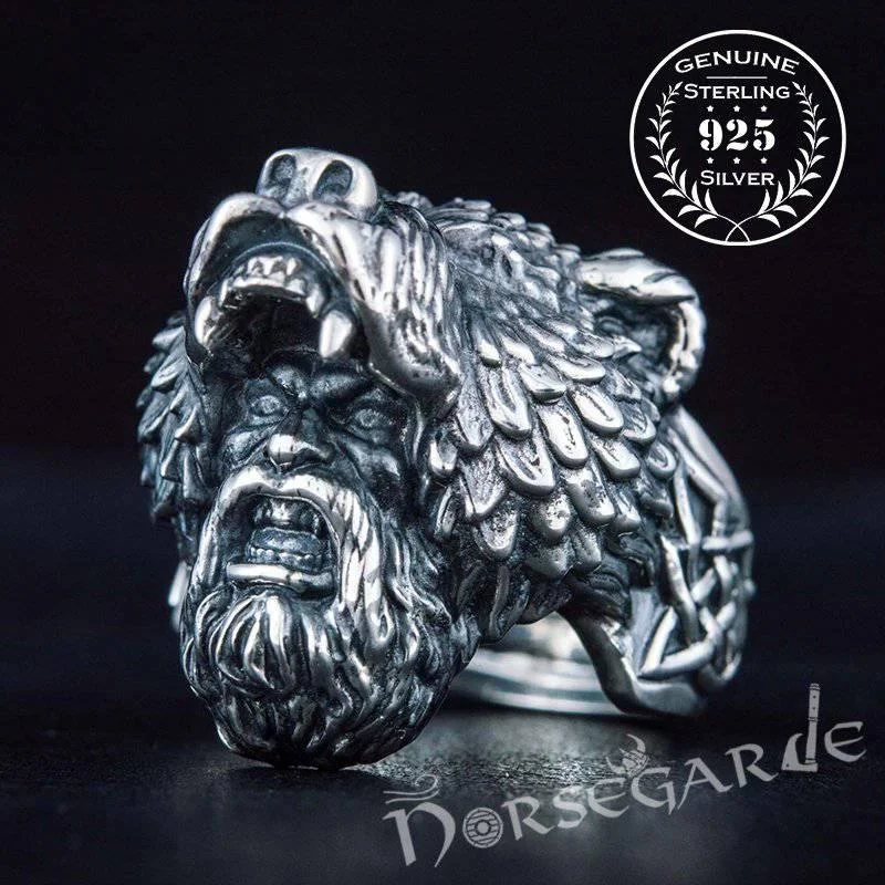 Solo dot rings-Handcrafted Bear Berserker Ring - Sterling Silver