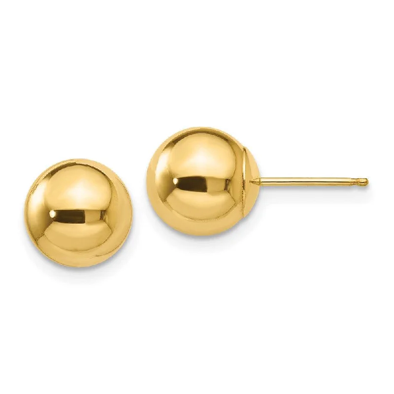 Solid hoop earrings-14k Polished 8mm Ball Post Earrings