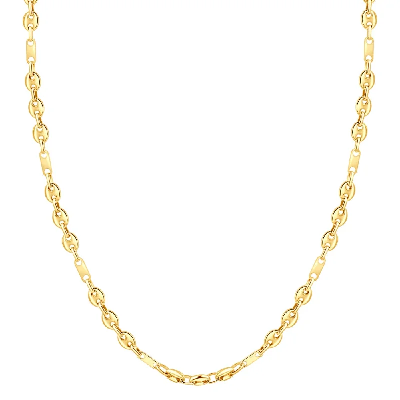 Matte bead necklaces-14k Yellow Gold Women's 22" Marine Chain Necklace 14.2 Grams 5.5mm Thick