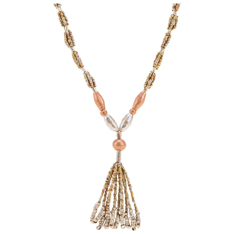 Jute cord necklaces-Etege Mixed Metal Necklace