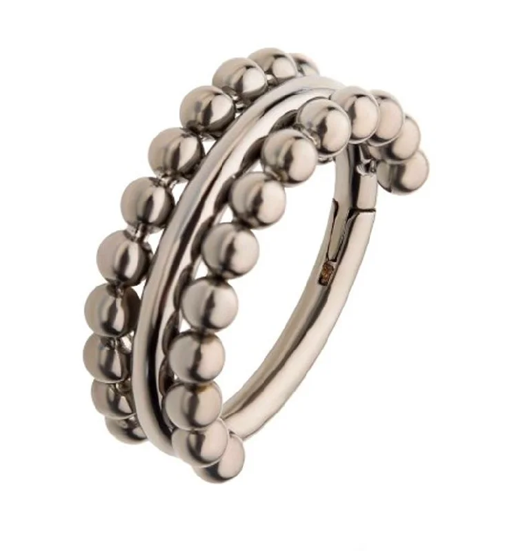 Tiered design rings-Titanium Hinged Peak Beaded Segment Ring