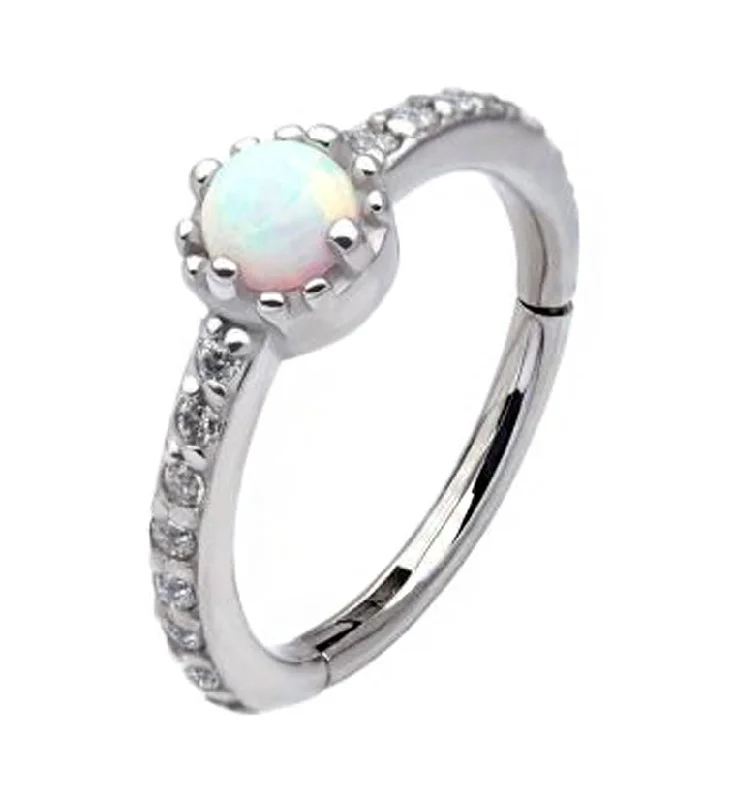 Orchid rings-Center Opal Hinged Segment Ring