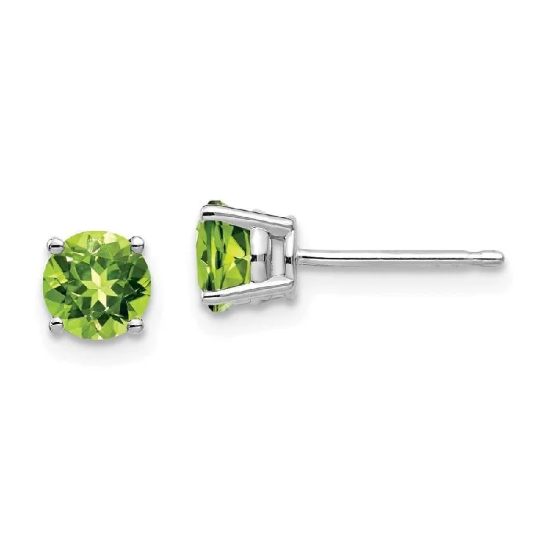 Crisp bar earrings-14k White Gold 5mm Peridot Earrings