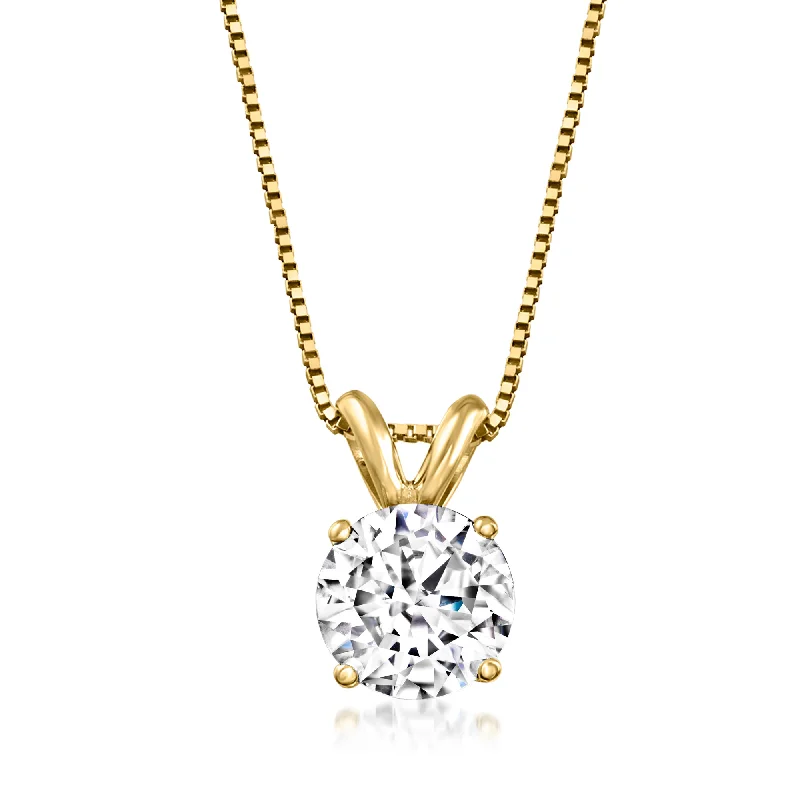 Tide pattern necklaces-Ross-Simons Diamond Solitaire Necklace in 14kt Yellow Gold