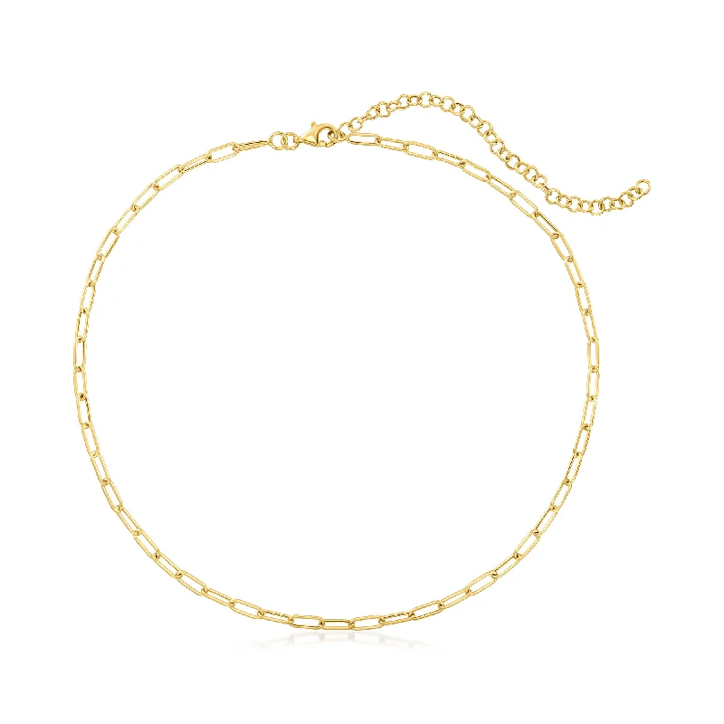 Faceted crystal necklaces-Canaria 3mm 10kt Yellow Gold Paper Clip Link Choker Necklace