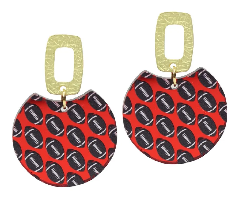 Gypsy weave earrings-The Leighton Earring - Red + Black Football