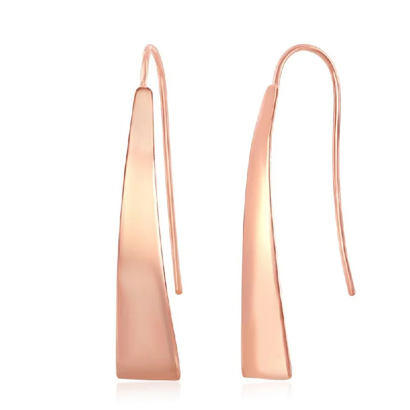 Stranded bead earrings-Sterling Silver Rose Gold Plated Triangle Earrings