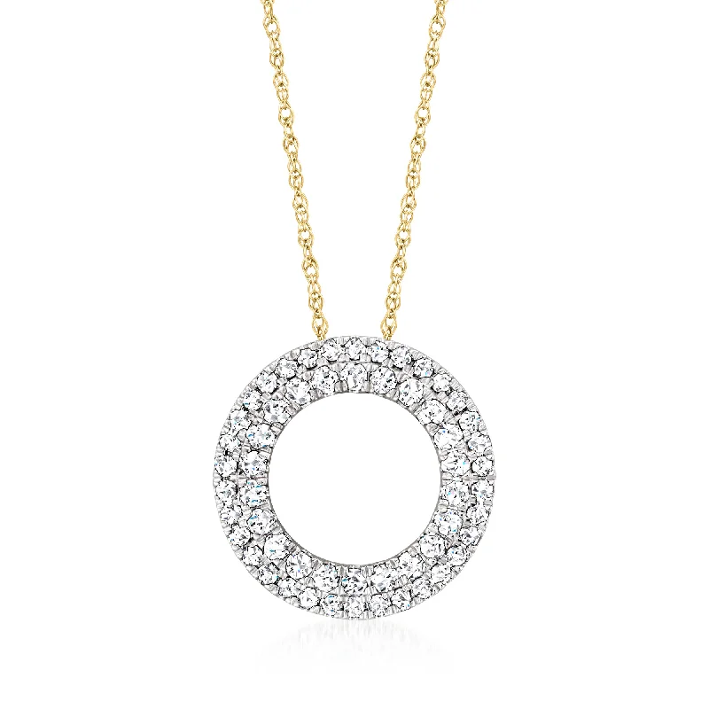 Burnished name necklaces-Ross-Simons Diamond Eternity Circle Pendant Necklace in 18kt Yellow Gold