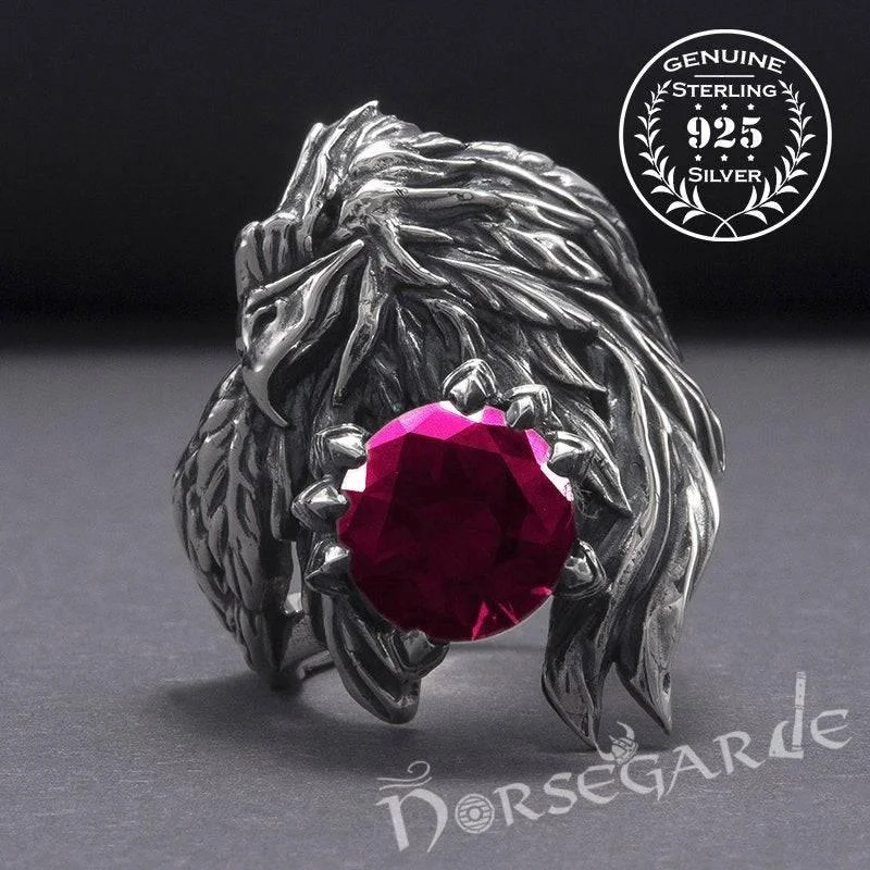 Corded edge rings-Handcrafted Raven's Grasp Gemmed Ring - Sterling Silver