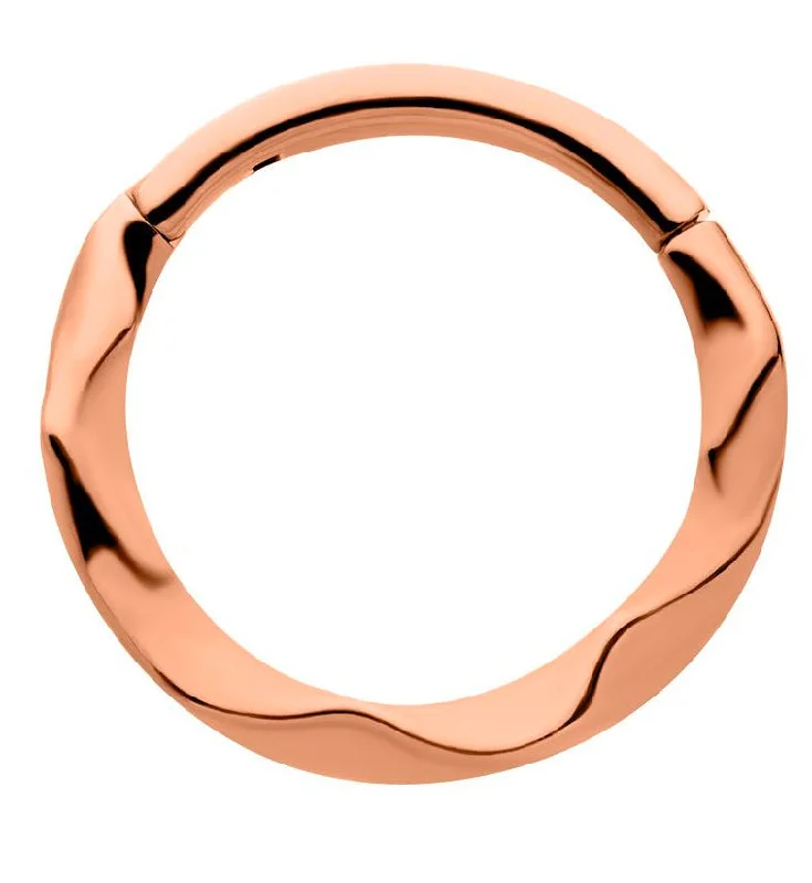 Timeless vow rings-Rose Gold PVD Curl Stainless Steel Hinged Segment Ring