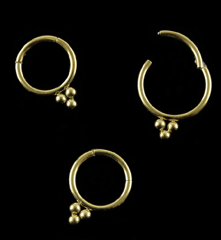 Bead row rings-Gold PVD Triple Bead Hinged Segment Ring