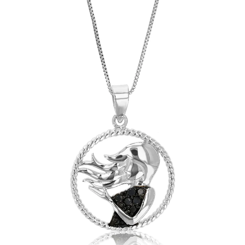 Lustrous pearl necklaces-Pick Your Zodiac Month! Sterling Silver Zodiac Pendant 1/8 cttw Black Diamond