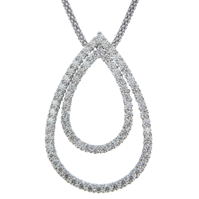 Pebble glass necklaces-0.90 cttw Diamond Pendant, Diamond Pear Pendant Necklace for Women in 18K White Gold with 18 Inch Chain, Prong Setting