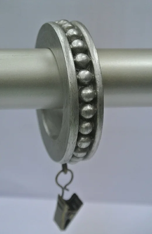 Petite star rings-Set of 14 Beaded Edge Designer Curtain Rings in Pewter