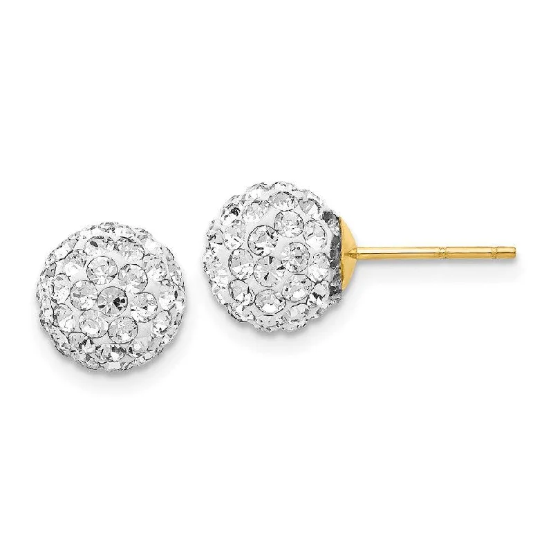 Raised texture earrings-14k Crystal 8mm Post Earrings