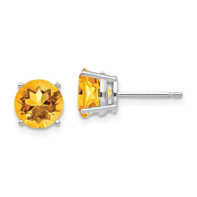 Ripple drop earrings-14k White Gold 7mm Citrine earring