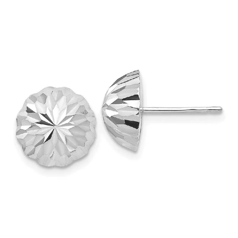 Chic cuff earrings-14k White Gold Polished & Diamond-Cut Half Ball Post Earrings