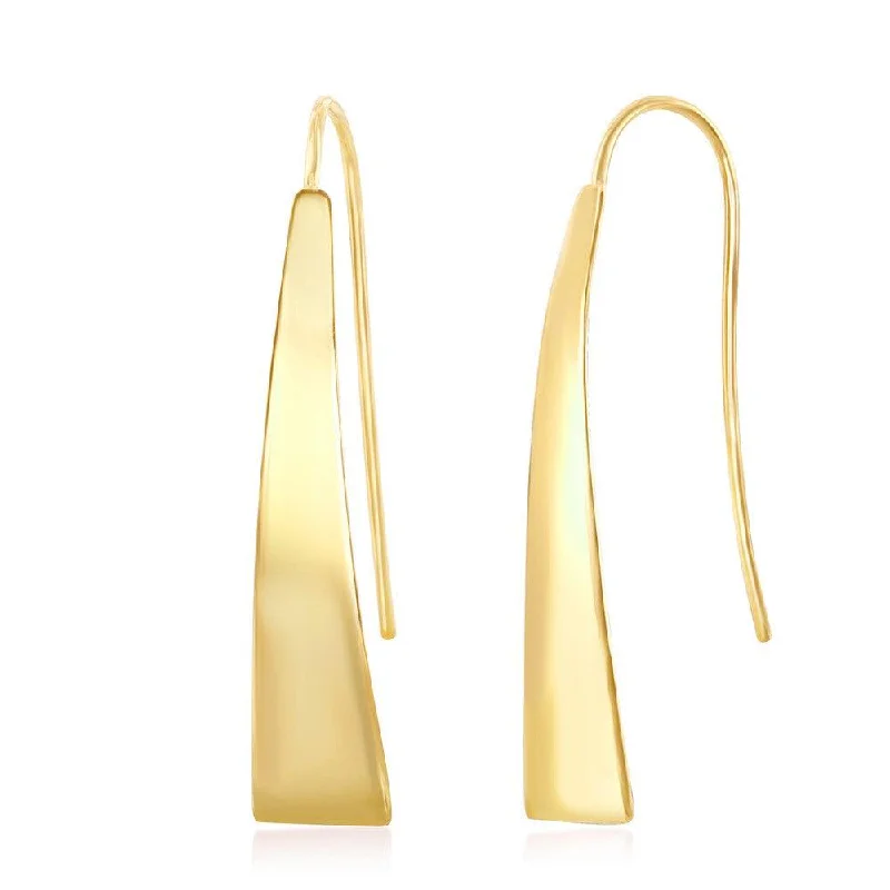 Corded satin earrings-Sterling Silver Gold Plated Triangle Shaped Earrings