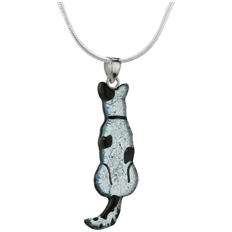 Pebble glass necklaces-Dichroic Glass Dog Silhouette Necklace