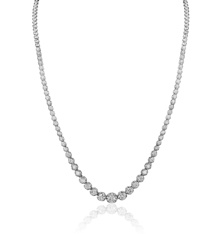 Soft elastic necklaces-14 kt white gold, 17" diamond half-way graduated tennis necklace featuring 3.00 cts tw round diamonds