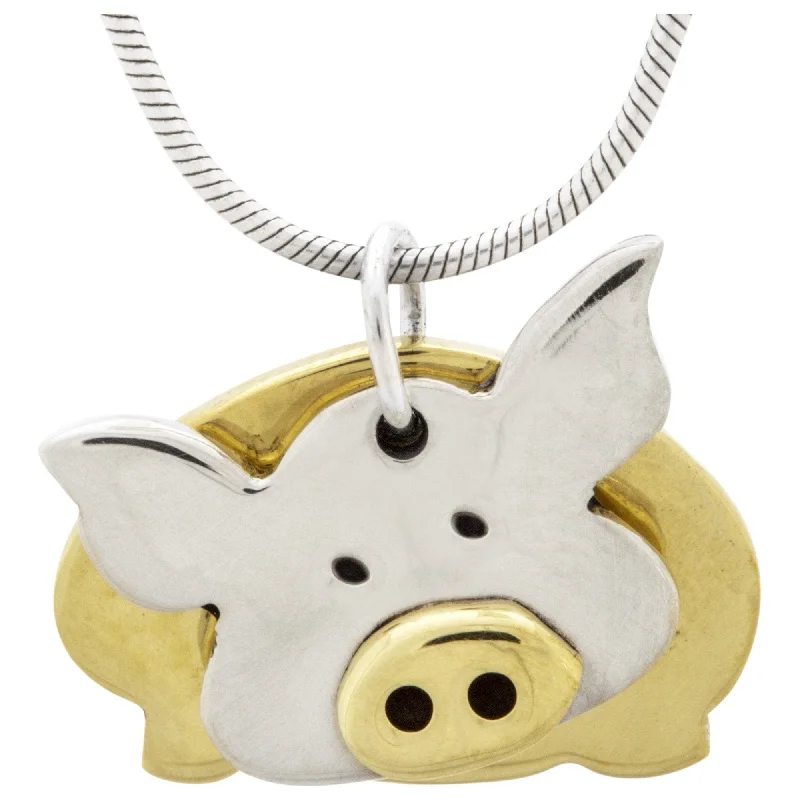 Apatite necklaces-Dancing Pig Mixed Metals Necklace