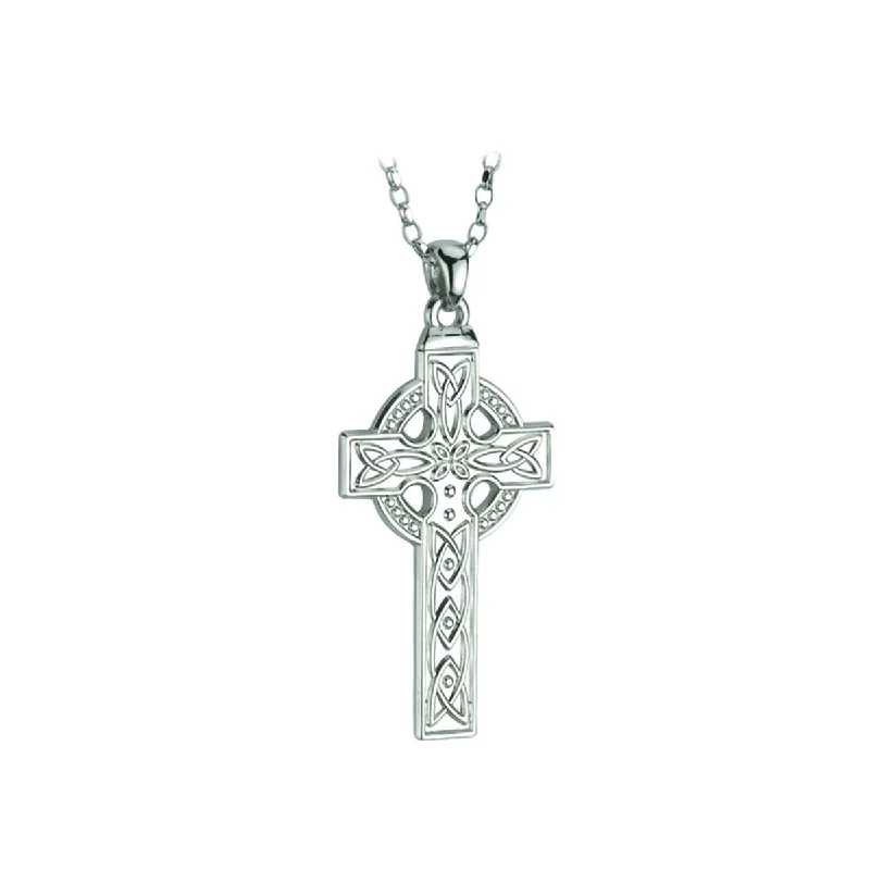 Child birthstone necklaces-Irish-Made Sterling Silver Celtic Cross Necklace: A Timeless Gift