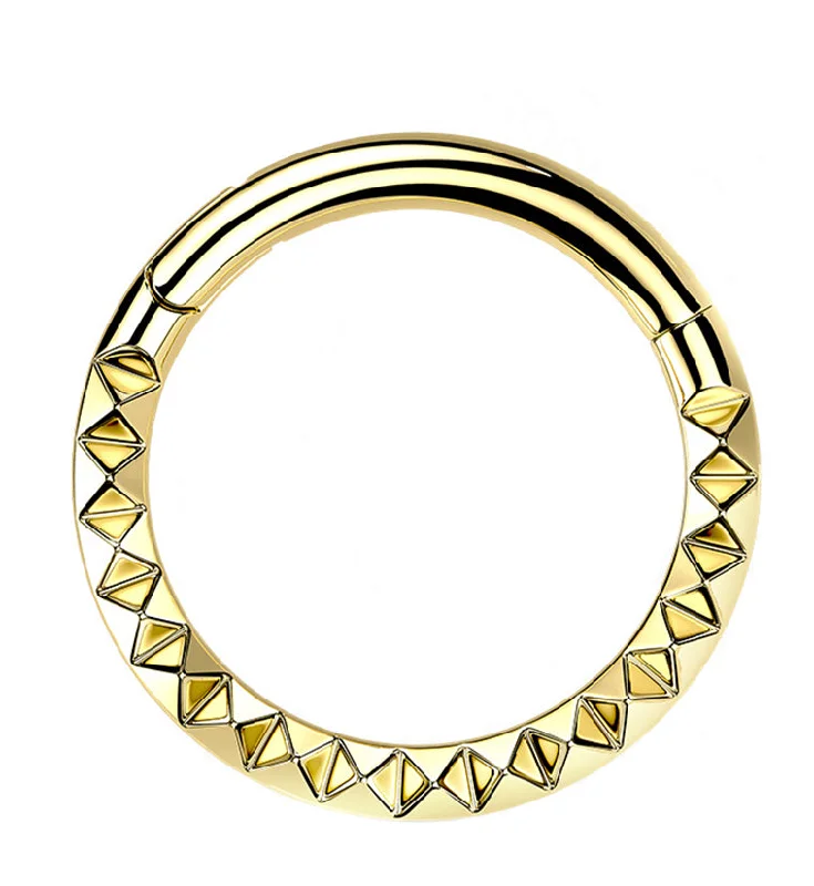 Coil loop rings-Gold PVD Polyhedra Titanium Hinged Segment Ring