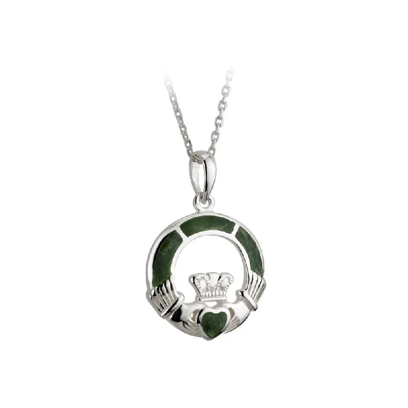 Fluorite healing necklaces-Connemara Marble Claddagh Necklace: A Stunning Irish Symbol