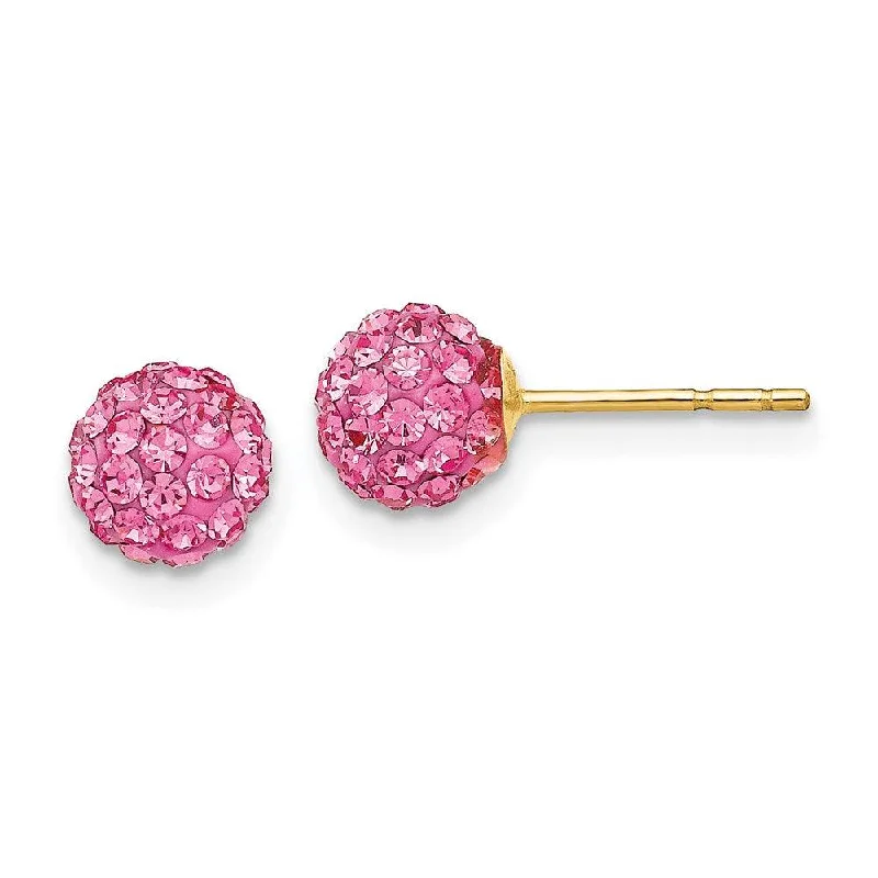 Silk thread earrings-14k Rose Crystal 6mm Post Earrings