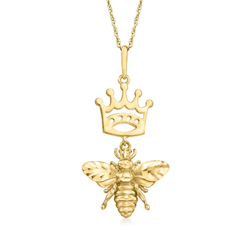 Orbit charm necklaces-Ross-Simons 14kt Yellow Gold Queen Bee Pendant Necklace