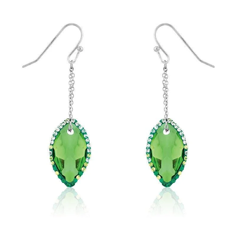 Baroque style earrings-Sterling Silver Marquise Green CZ Dangling Earrings