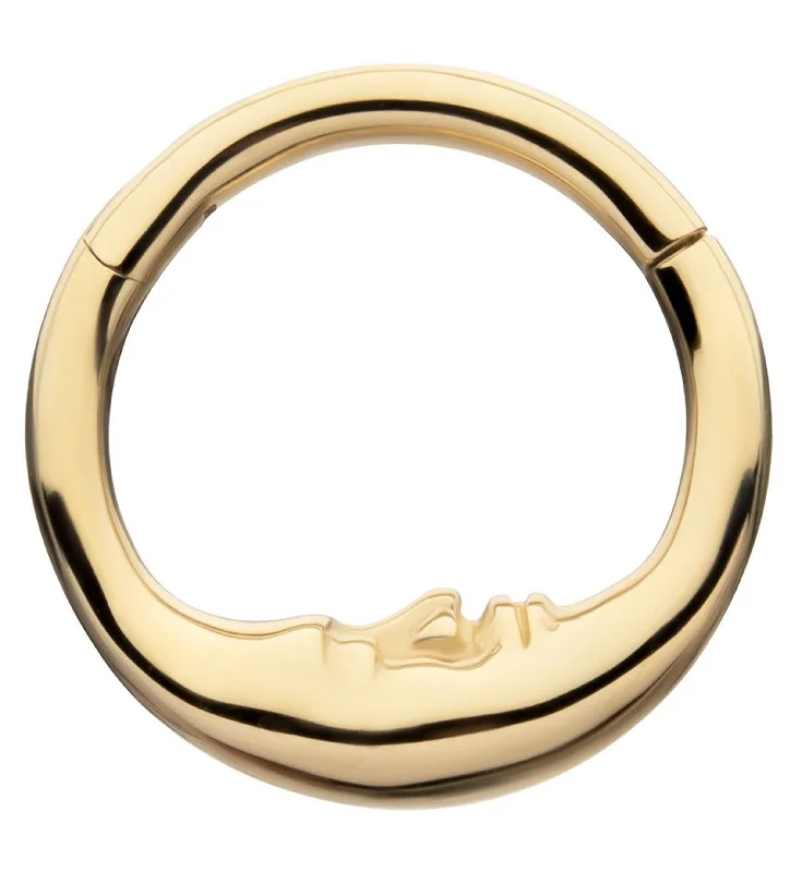 Crisp band rings-14kt Gold Crescent Moon Face Hinged Segment Ring