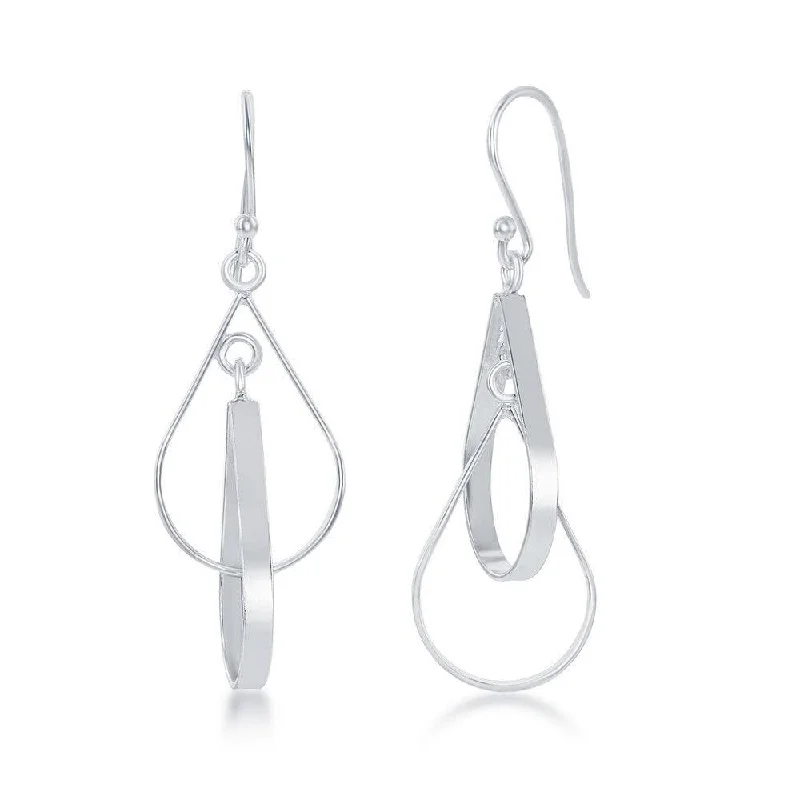 Six-tier earrings-Sterling Silver Double Teardrop Dangle Earrings