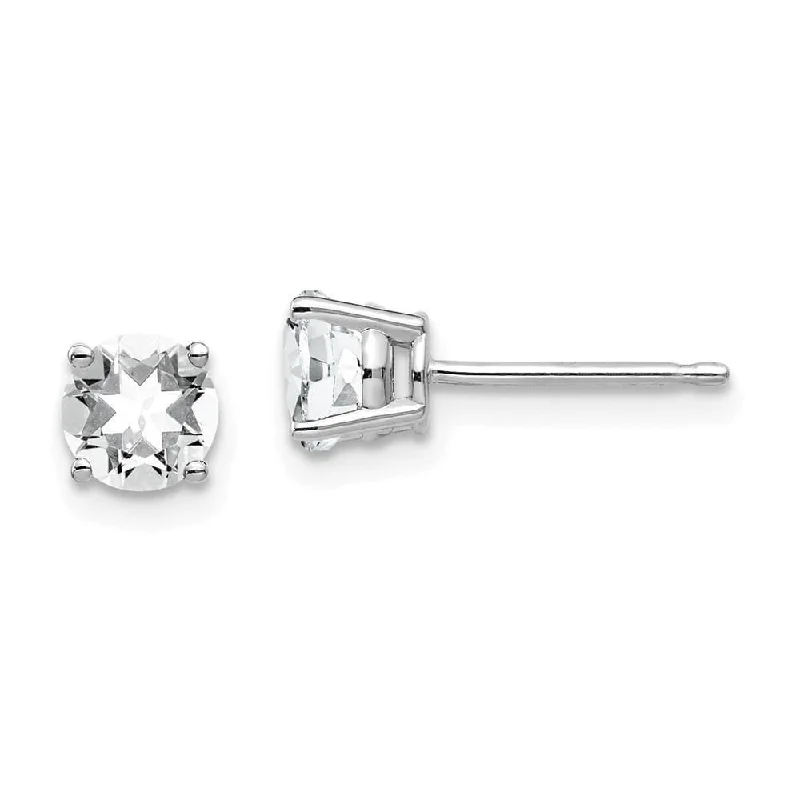 Classic clip earrings-14k White Gold 5mm Cubic Zirconia Earrings