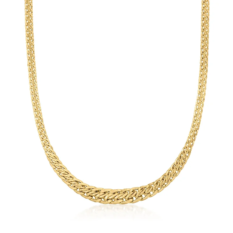 Mesh choker necklaces-Ross-Simons Italian 14kt Yellow Gold Graduated Modified Wheat-Link Necklace