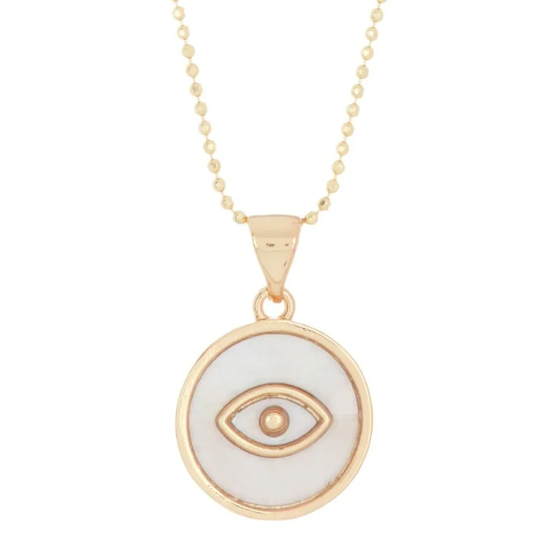 Funky charm necklaces-Adornia Mother of Pearl Evil Eye Pendant Necklace gold