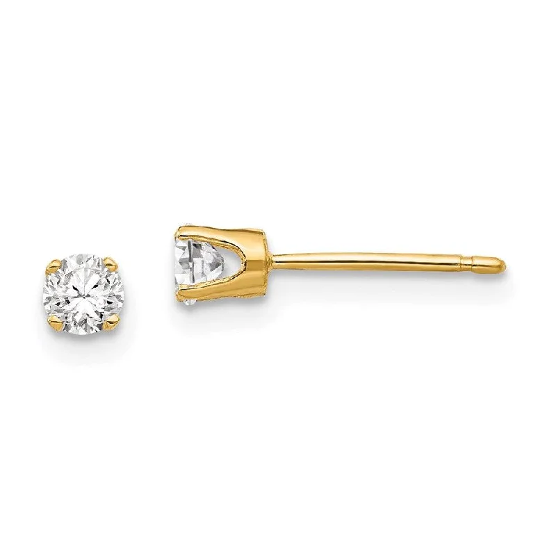 Flowing art earrings-14k 3.25mm Cubic Zirconia stud earring