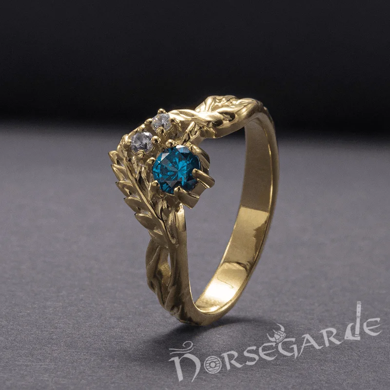 Burnished name rings-Handcrafted Nature's Bounty Ring - Gold with Sapphire & Diamonds