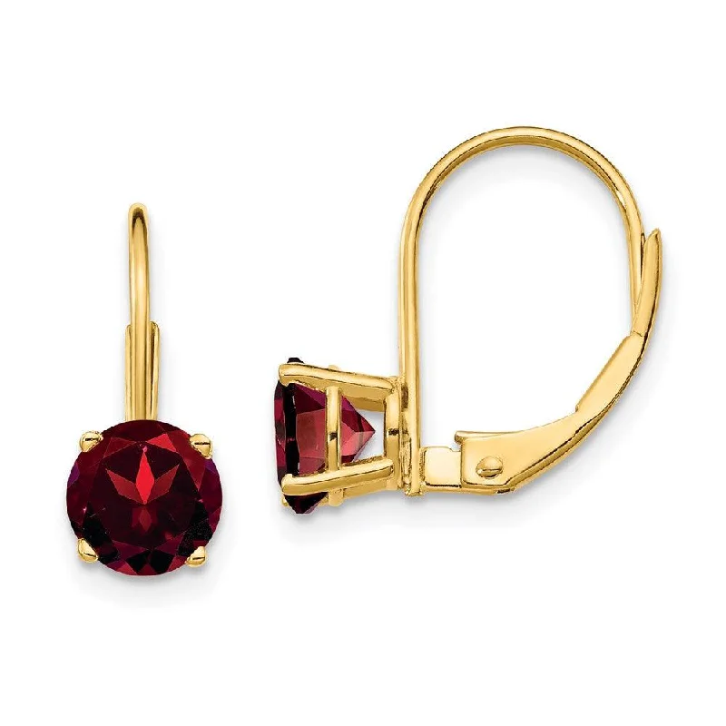 Gypsy weave earrings-14k 6mm Garnet Leverback Earrings