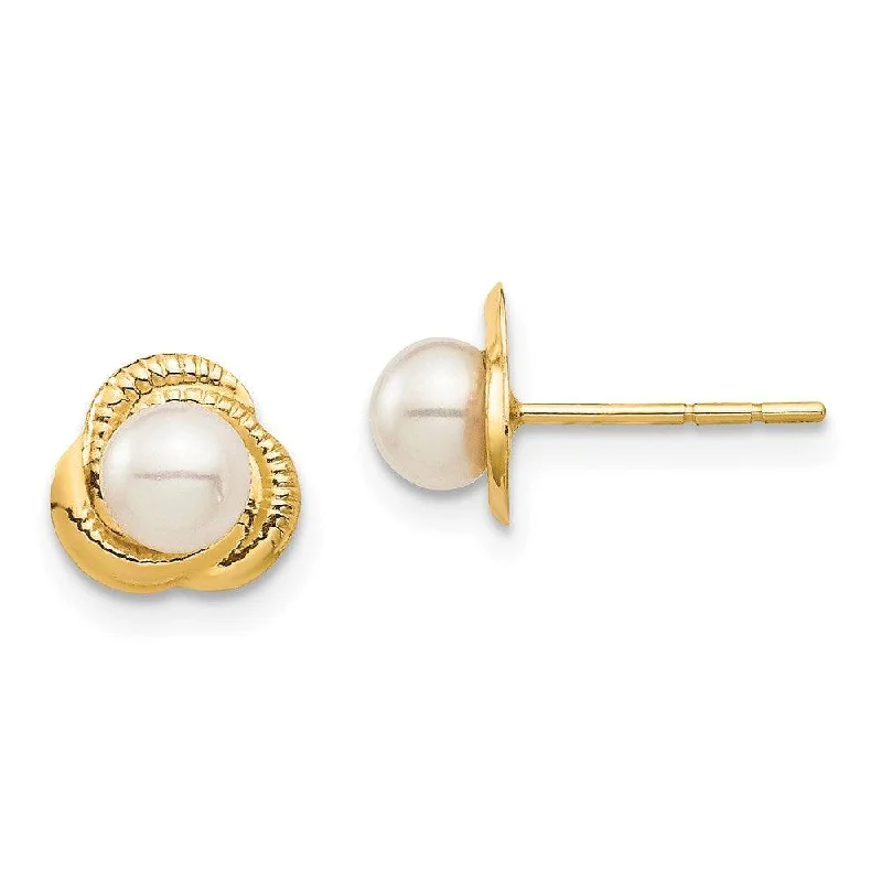 Mirror gloss earrings-Madi K Kid's 14K  4-5mm White Button Freshwater Cultured Pearl Post Earrings