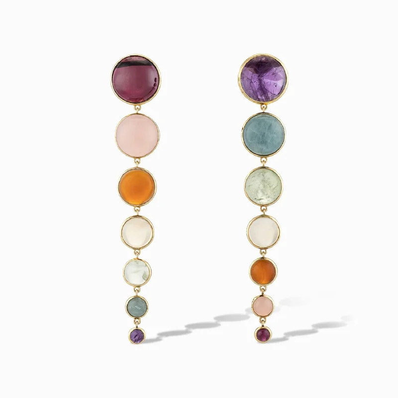 Matte enamel rings-Rainbow Dropping Circles Earring