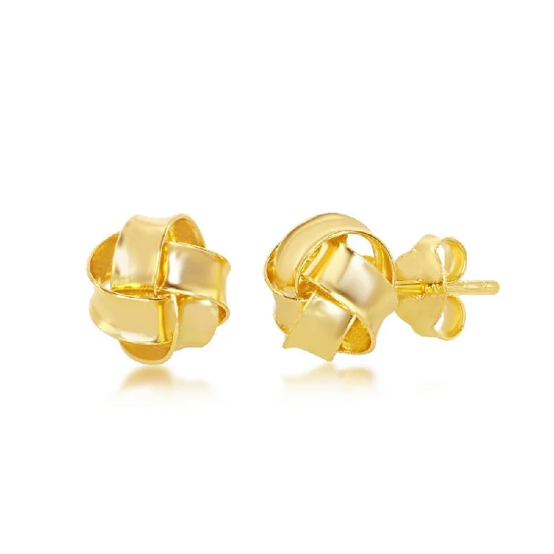 Flowing design earrings-Sterling Silver Gold Plated Love Knot Stud Earrings