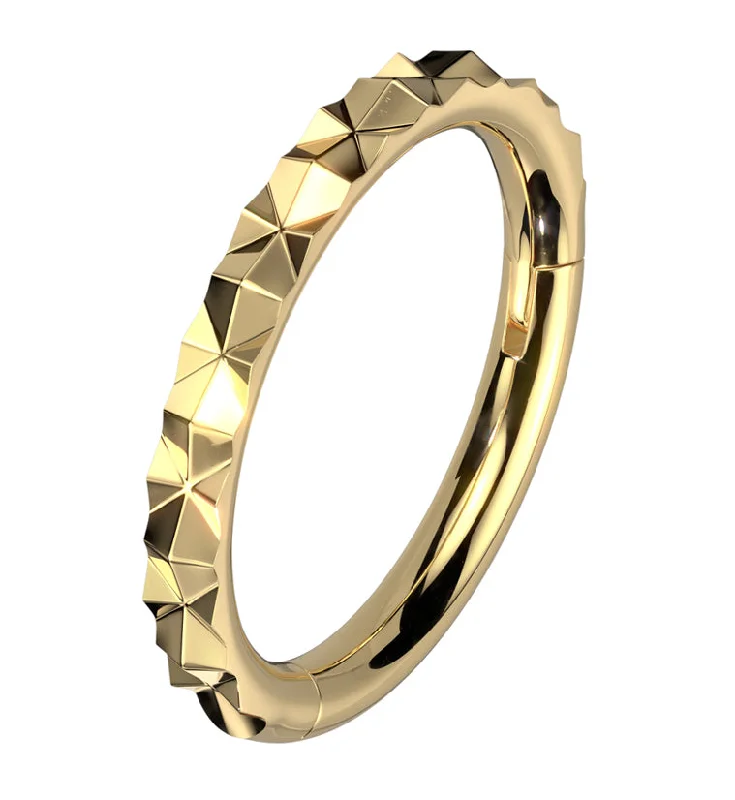 Tiered design rings-Gold PVD Faceted Side Stainless Steel Hinged Segment Ring