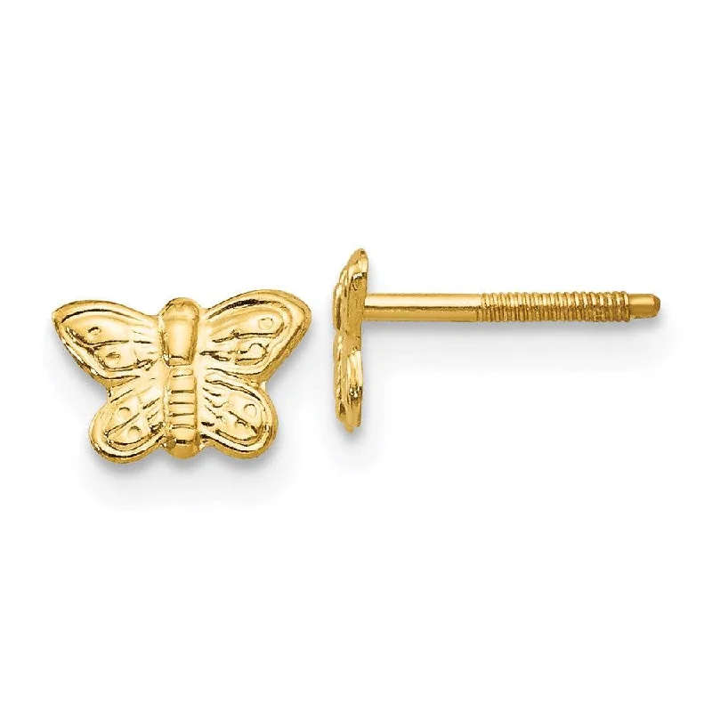 Dainty star earrings-Madi K Kid's 14k  Polished Butterfly Screwback Earrings