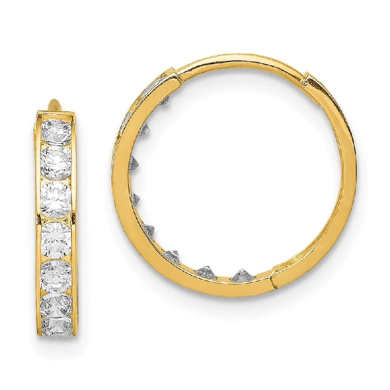 Opulent tier earrings-14K CZ Hinged Hoop Earrings