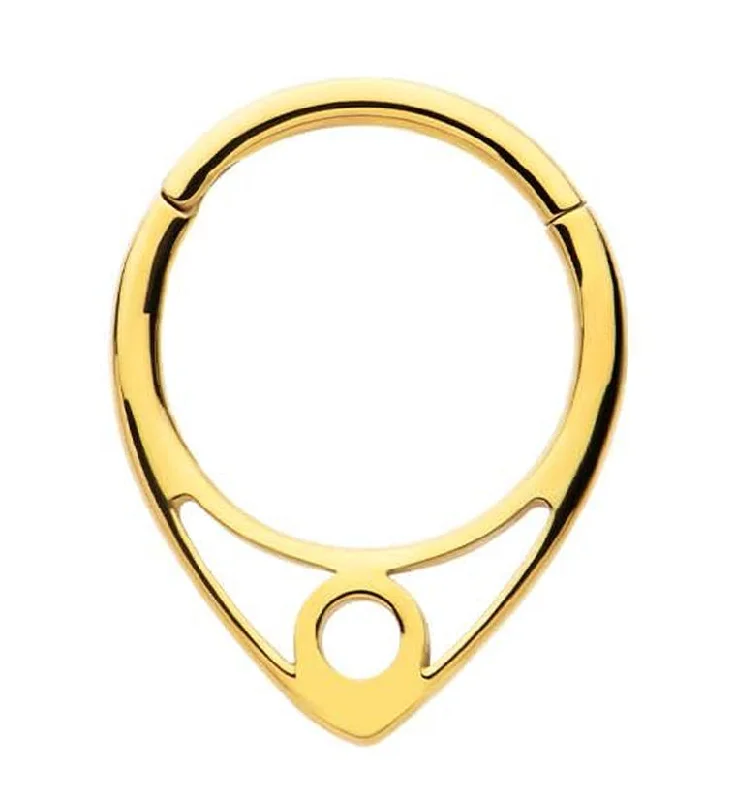 Flex open rings-Gold PVD Circle Point Stainless Steel Hinged Segment Ring