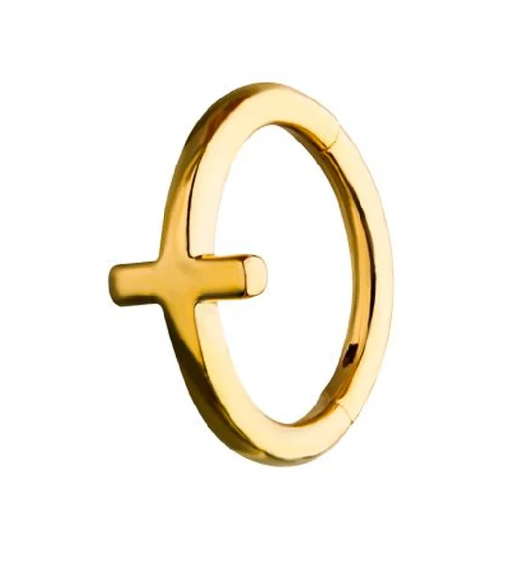 Twisted wire rings-Gold PVD Cross Hinged Segment Ring