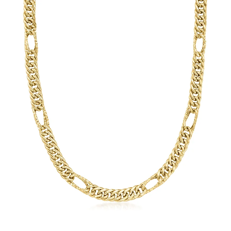 Smooth clasp necklaces-Canaria 6mm 10kt Yellow Gold Curb-Link Station Necklace