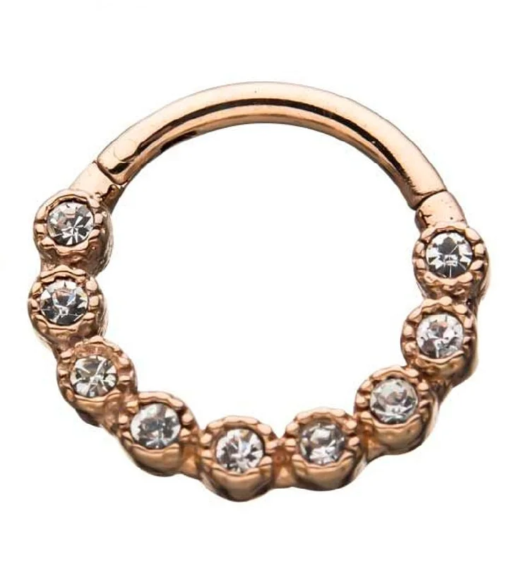 Charoite rings-Rose Gold PVD Spark CZ Hinged Segment Ring